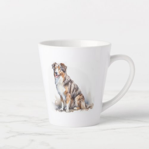 Watercolor Australian Shepherd Latte Mug