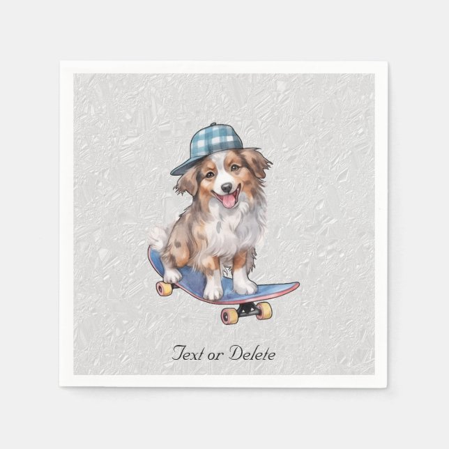 Watercolor Australian Shepherd Napkins (Front)