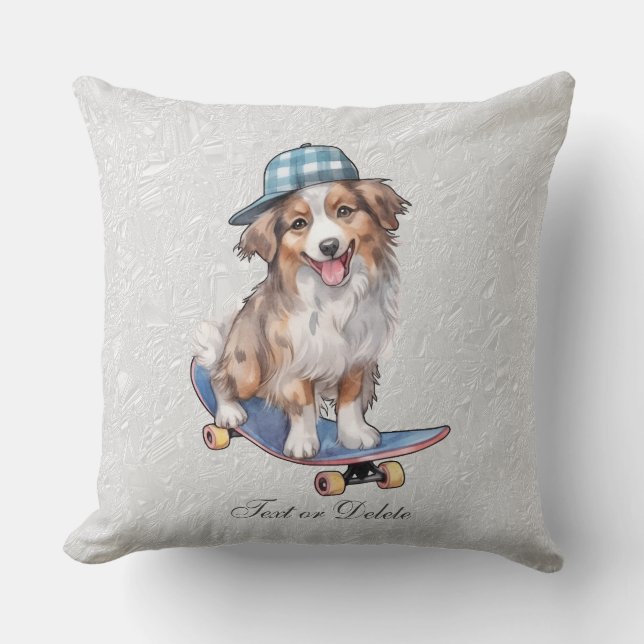 Watercolor Australian Shepherd Throw Pillow (Front)