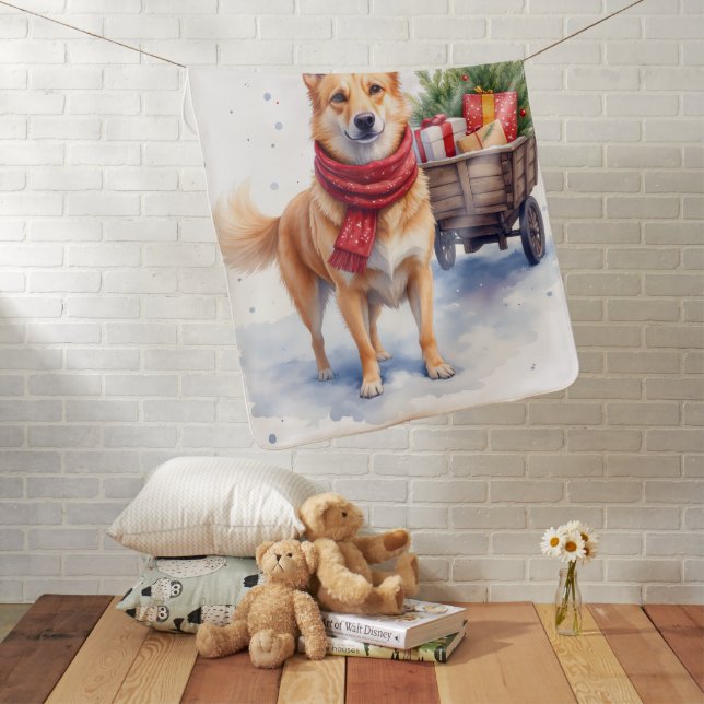 Watercolor Australian Stumpy Tail Cattle Dog Baby Blanket (In Situ)