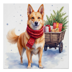 Watercolor Australian Stumpy Tail Cattle Dog Poster