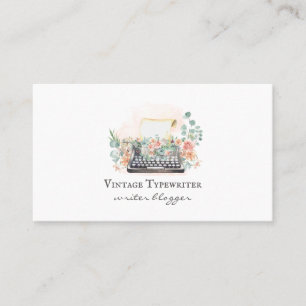 Watercolor Author Blogger Typewriter Business Card