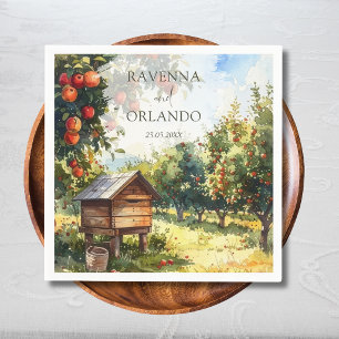 Watercolor Autumn Apple Orchard Fall Wedding Napkins