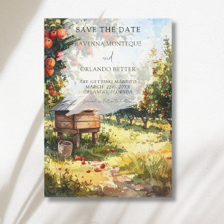 Watercolor Autumn Apple Orchard Fall Wedding Save The Date
