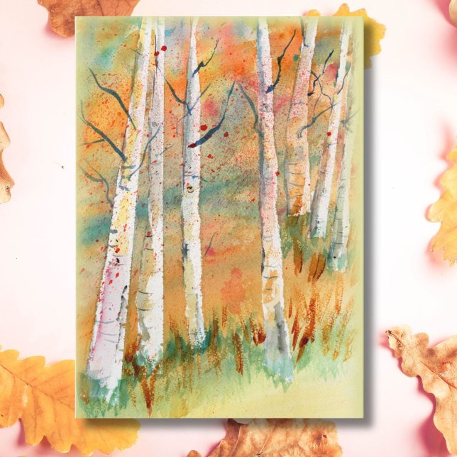 Watercolor Autumn Aspen Trees Blank Card (Creator Uploaded)