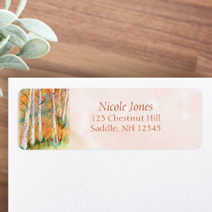 Watercolor Autumn Aspen Trees Label