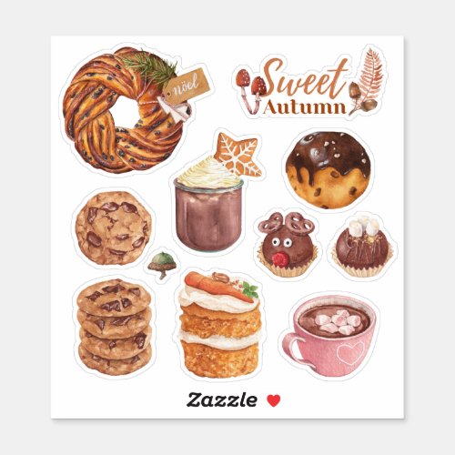 Watercolor Autumn Baking Stickers