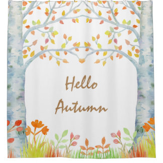 Watercolor Autumn Birch Shower Curtain