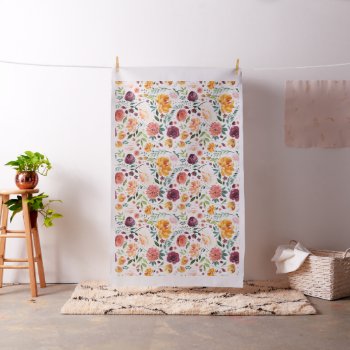 Watercolor Autumn Blooms Pattern Fabric by KeikoPrints at Zazzle