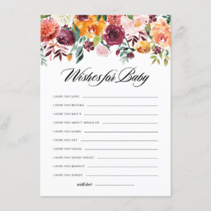 Watercolor Autumn Blooms Wishes for Baby Card
