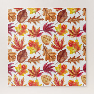 Watercolor autumn botanic, seamless composition. jigsaw puzzle