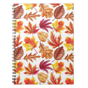 Watercolor autumn botanic, seamless composition. notebook