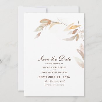Watercolor Autumn Branch Simple Save The Date Card by pinkpinetree at Zazzle