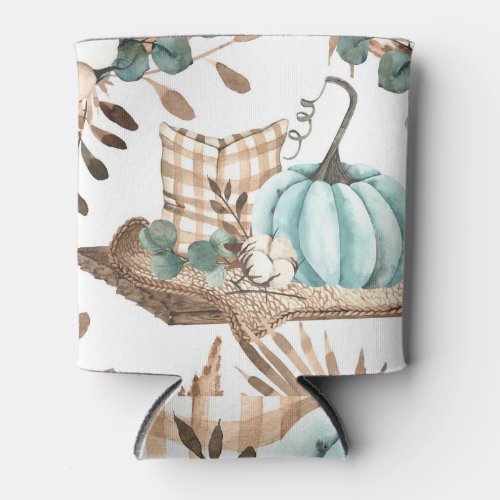 Watercolor Autumn Colored Pumpkin Pattern Can Cooler
