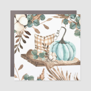 Watercolor Autumn: Colored Pumpkin Pattern Car Magnet