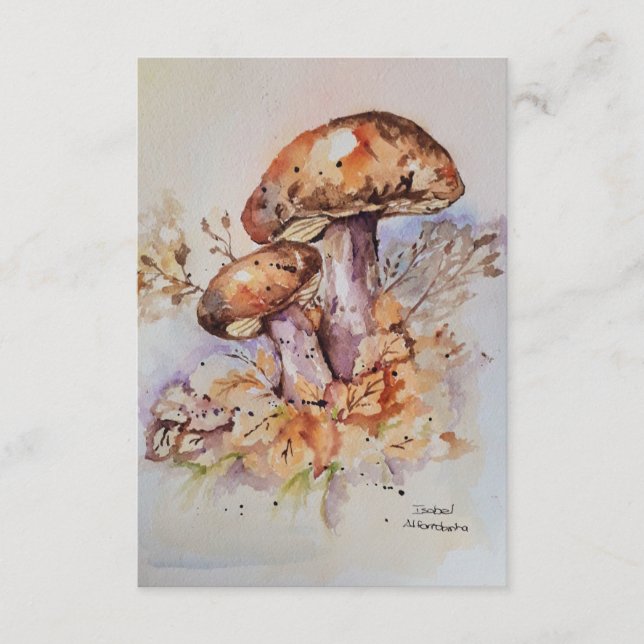 Watercolor autumn colors mushrooms enclosure card (Front)