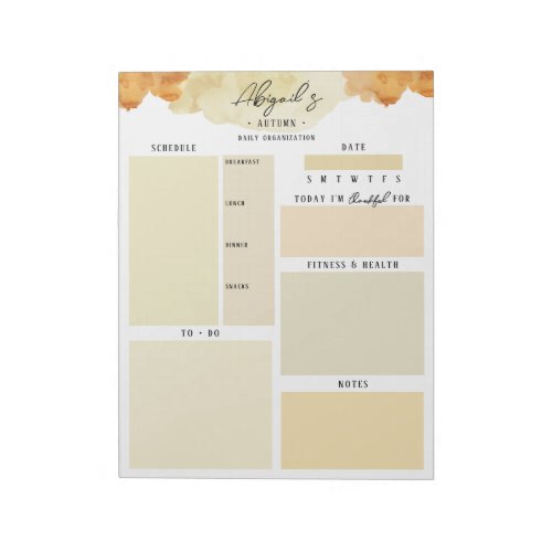 Watercolor Autumn Custom Daily Plans Notepad