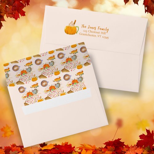 Watercolor Autumn Delights Pumpkin Spice Pie Envelope