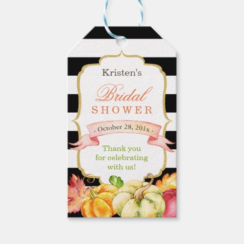 Watercolor Autumn Fall Bridal Shower Thank You Gift Tags