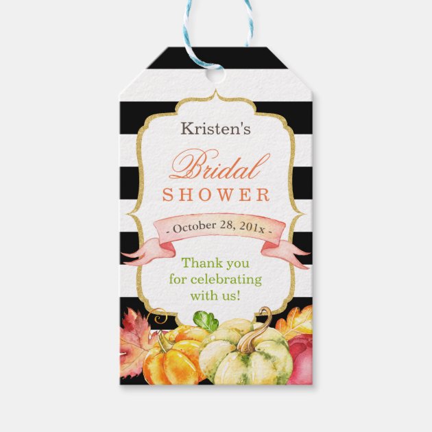 Watercolor Autumn Fall Bridal Shower Thank You Gift Tags