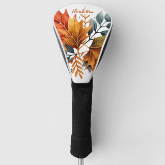 Watercolor Autumn Fall Color Leaves Golf Head Cover