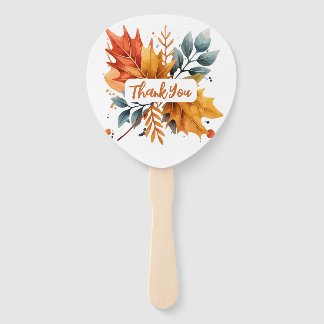 Watercolor Autumn Fall Color Leaves Hand Fan