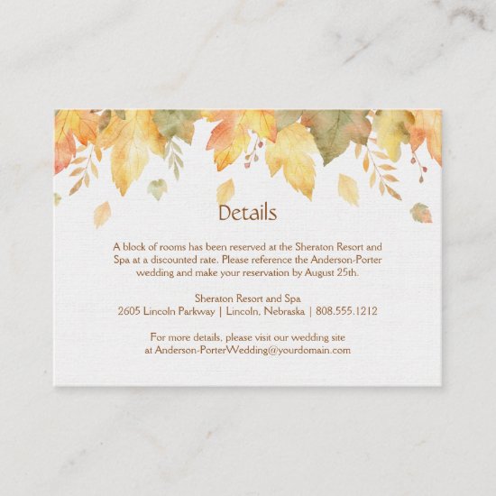 Watercolor Autumn Fall Detail Cards |