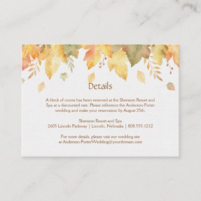 Watercolor Autumn Fall Detail Cards | (Front)