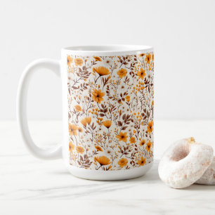 Watercolor Autumn Fall Flowers And Leaves Coffee Mug
