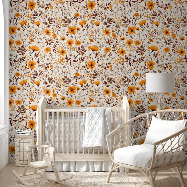 Watercolor Autumn Fall Flowers And Leaves Wallpaper (Kids)