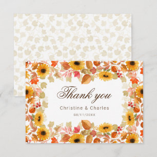 watercolor autumn fall foliage thank you card