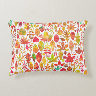 Watercolor autumn fall leaves seamless pattern accent pillow