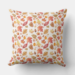 Watercolor Autumn Fall Leaves Seamless Pattern Outdoor Pillow