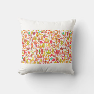 Watercolor autumn fall leaves seamless pattern throw pillow