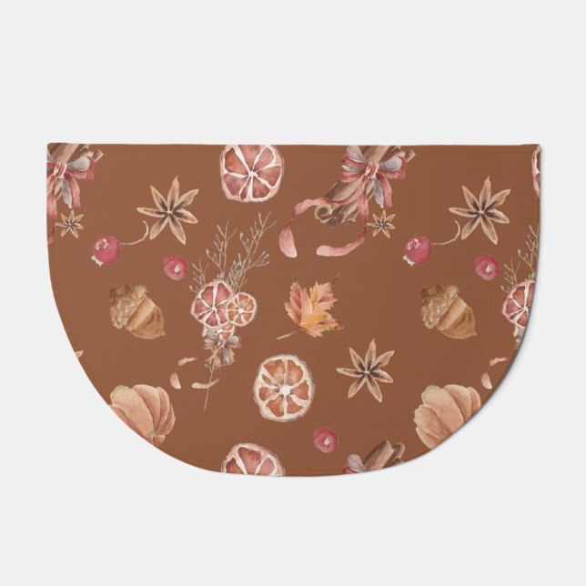 Watercolor Autumn Fall Thanksgiving Doormat (Front)