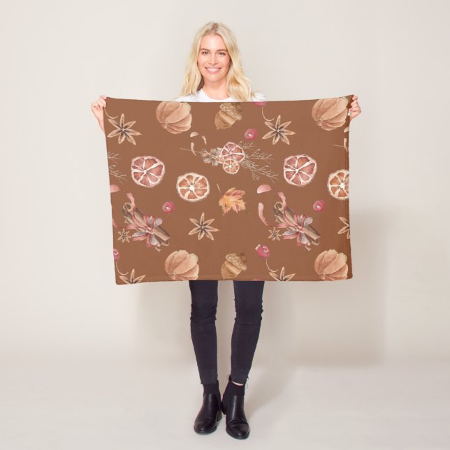 Watercolor Autumn Fall Thanksgiving Fleece Blanket (In Situ)