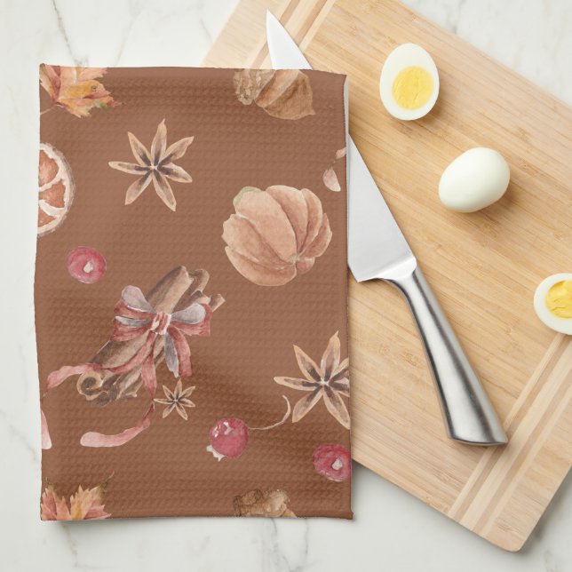 Watercolor Autumn Fall Thanksgiving Kitchen Towel (Quarter Fold)