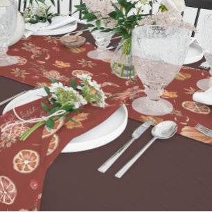 Watercolor Autumn Fall Thanksgiving Long Table Runner