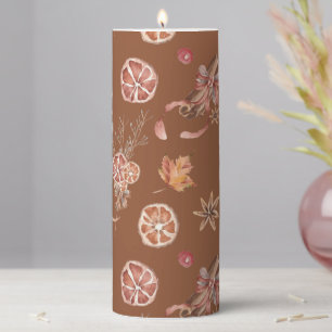 Watercolor Autumn Fall Thanksgiving Pillar Candle