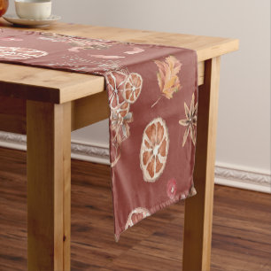 Watercolor Autumn Fall Thanksgiving Short Table Runner