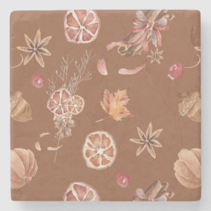 Watercolor Autumn Fall Thanksgiving Stone Coaster