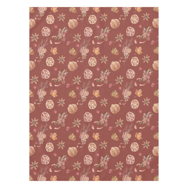 Watercolor Autumn Fall Thanksgiving Tablecloth (Front)