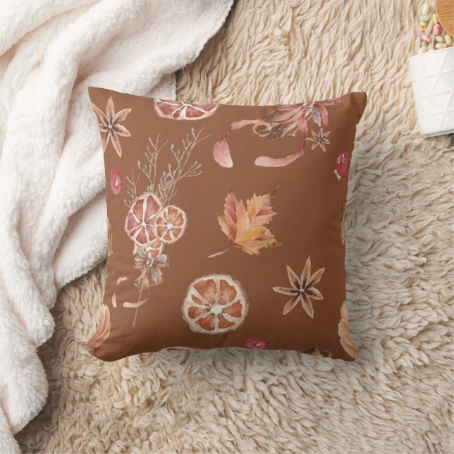 Watercolor Autumn Fall Thanksgiving Throw Pillow (Blanket)