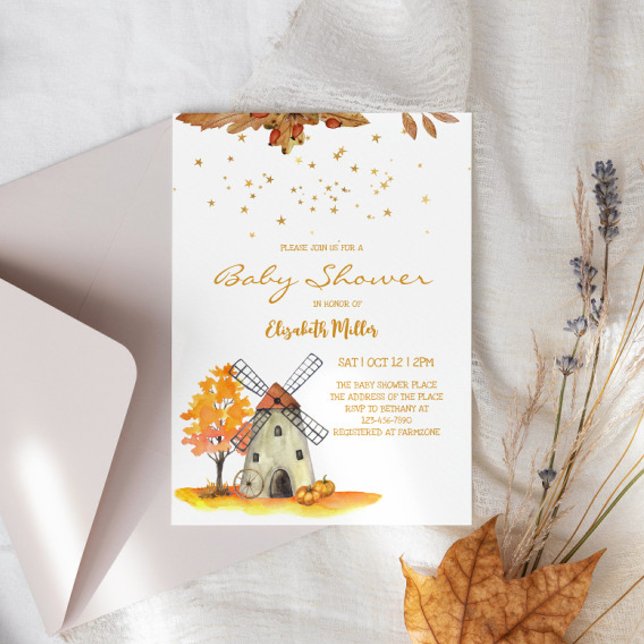 Watercolor Autumn Farm Gender Neutral Baby Shower Invitation (Creator Uploaded)