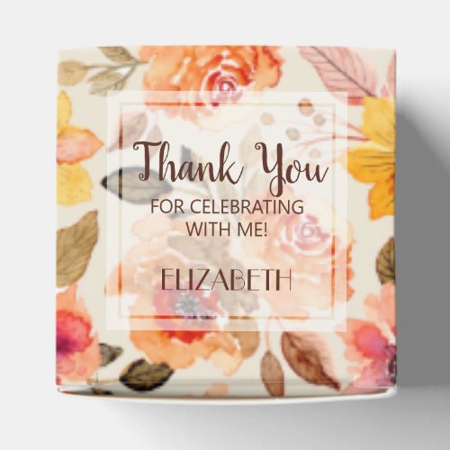 Watercolor Autumn Floral Bridal Shower Favor Boxes