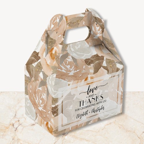 Watercolor Autumn Floral Collage Gable Favor Boxes