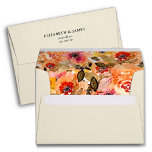 Watercolor Autumn Floral Collage Lined Ivory Envelope<br><div class="desc">An ivory envelope with a printed lining design of elegant autumn watercolor flowers and fall leaves is printed with your FREE return address on the back flap in chic lettering. MATCHING items in our collection.</div>