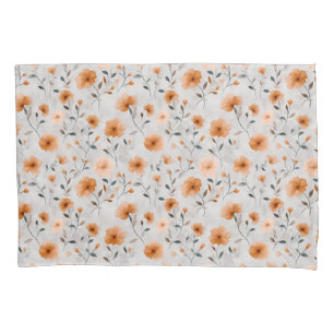 Watercolor Autumn Floral Pattern Simple Botanical Pillow Case