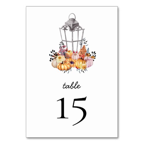 Watercolor Autumn Floral Pumpkin Table Card