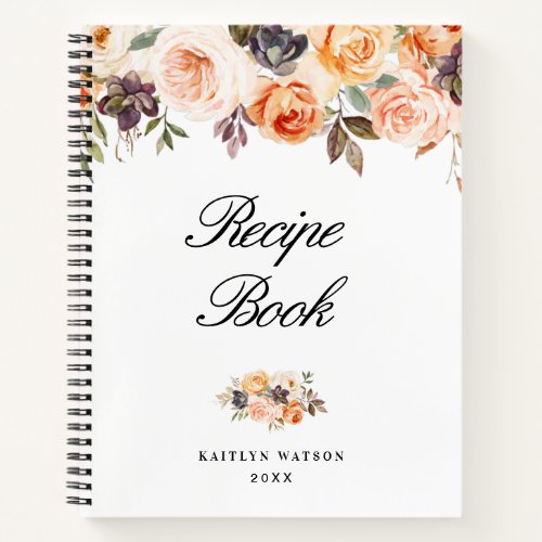 watercolor autumn floral Recipe Book